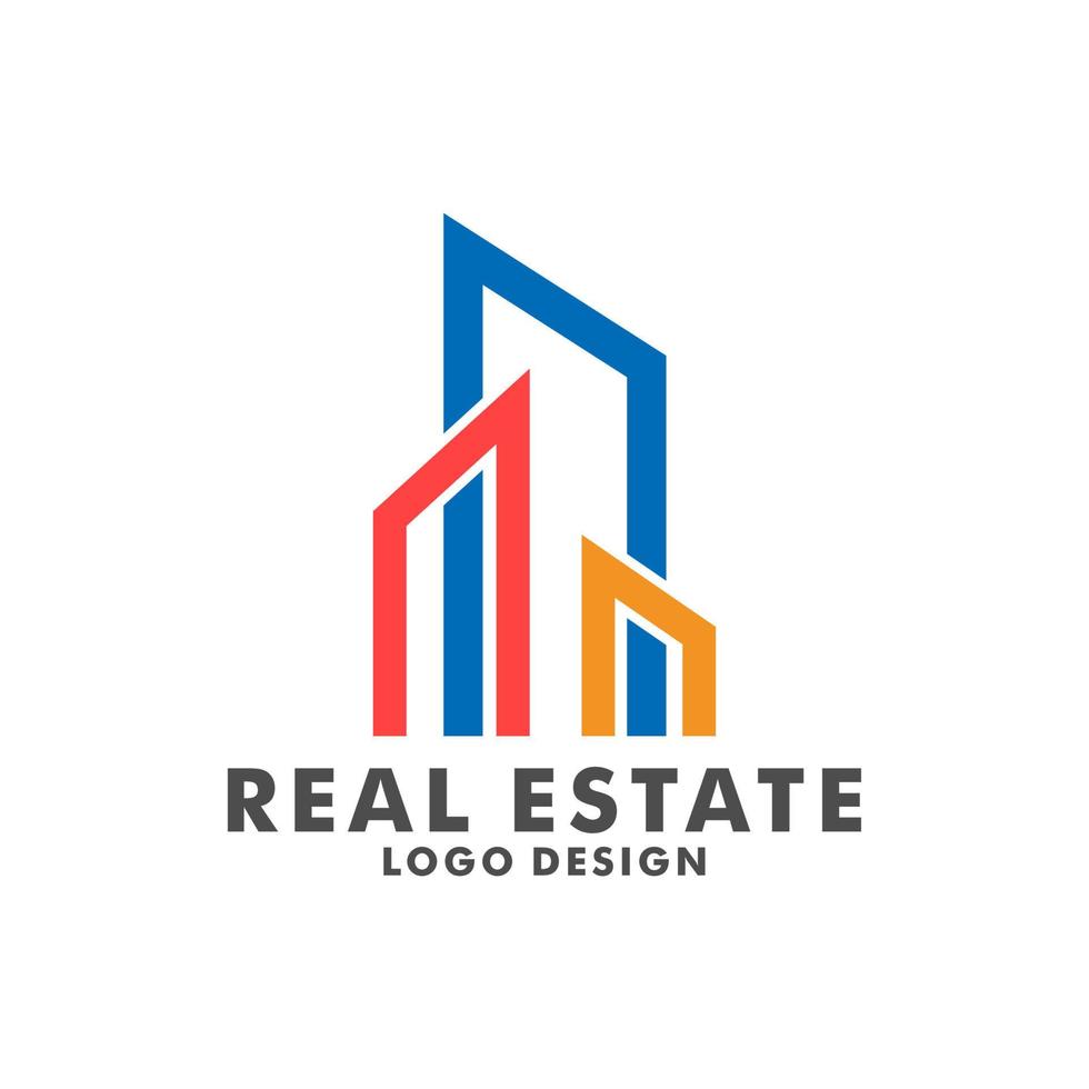 modelo moderno de logotipo de negócios imobiliários, construção, desenvolvimento imobiliário e vetor de logotipo de construção