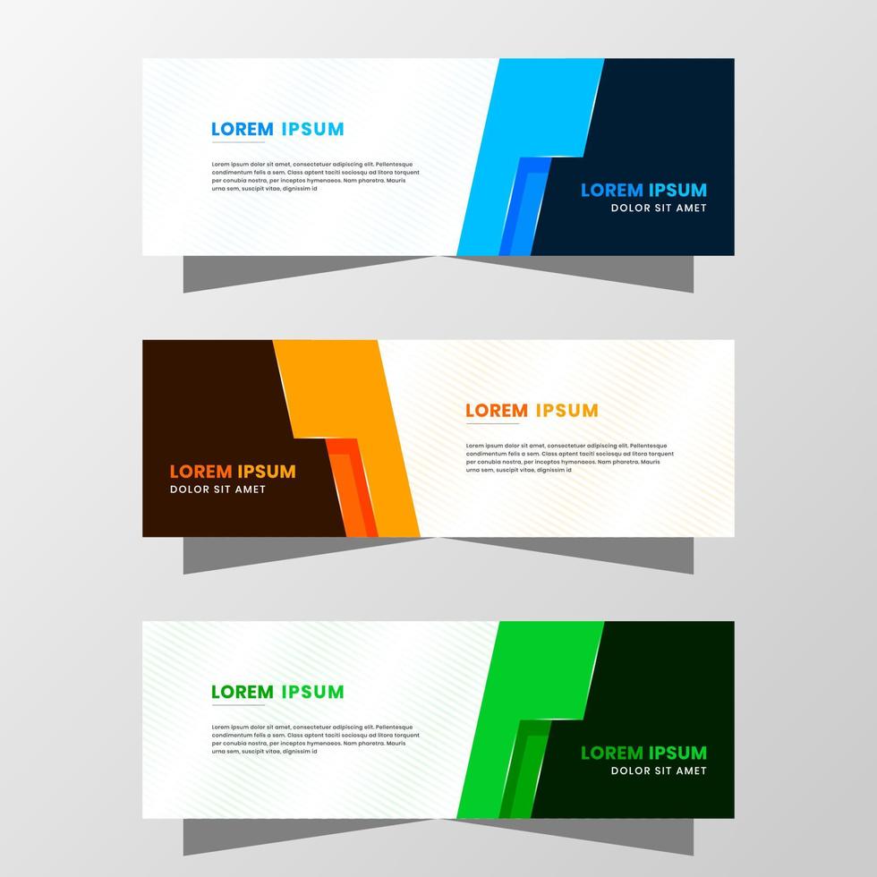 gráfico de vetor de design de banner abstrato. com esquema de cores azul, laranja e verde moderno. adequado para venda de banner, apresentação, promoção, folheto, pôster e folheto.