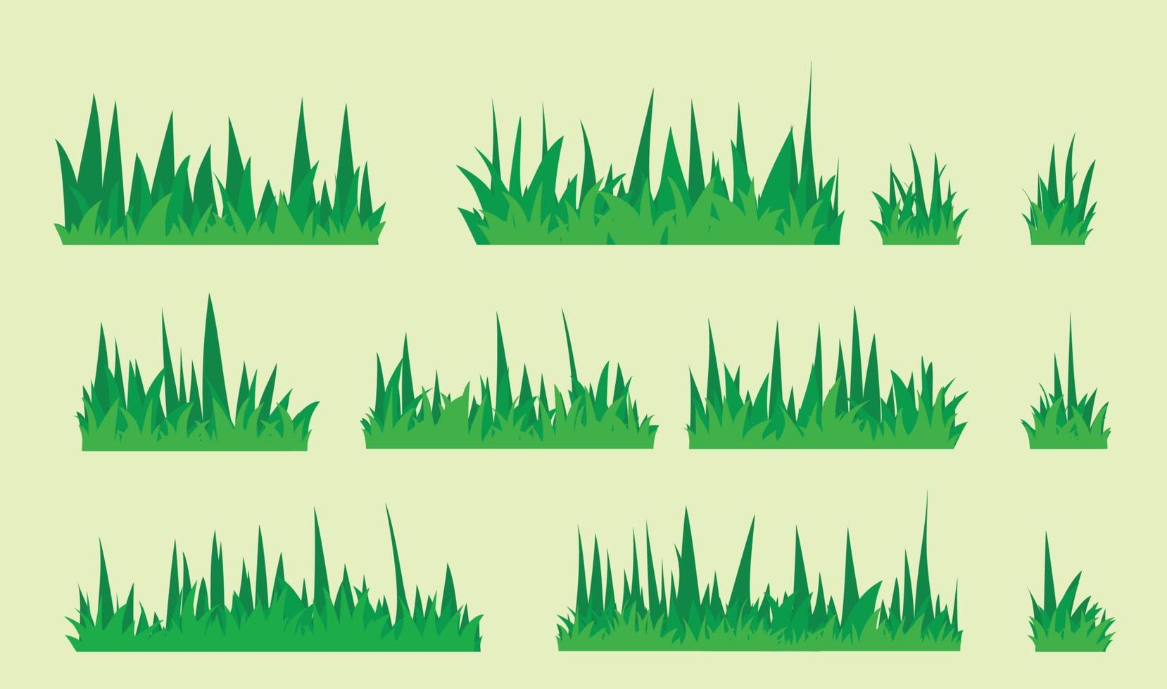 silhueta de forma natural de grama verde, ilustração vetorial de ícone de conjunto de textura eps10 vetor