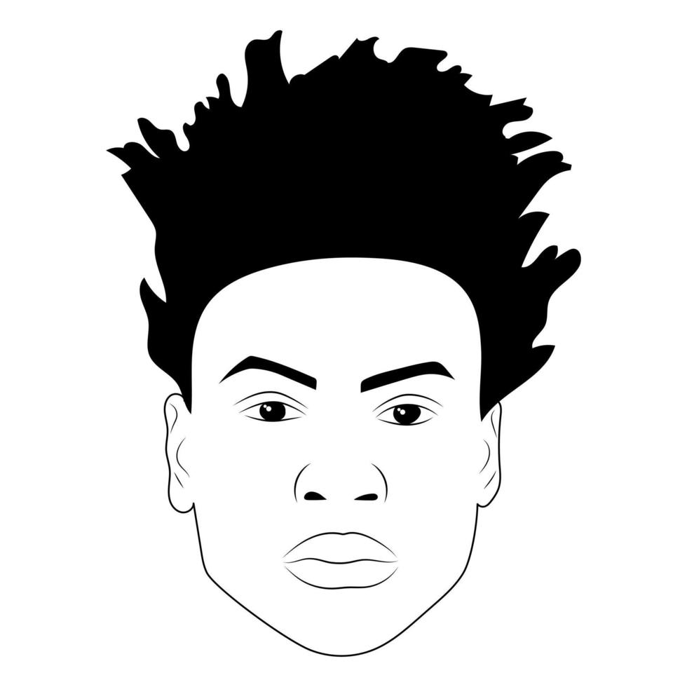 silhueta de vetor de rosto de retrato de homem afro-americano negro. dreadlock de cabelo moicano. cabeça de homem de desenho humano. barbearia. penteado afro