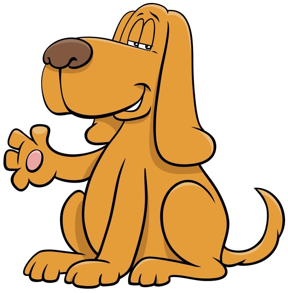 desenho animado cão personagem animal acenando com a pata vetor