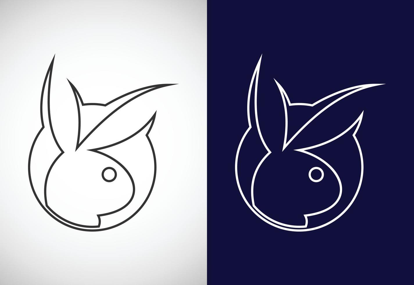 design de logotipo de ícone de coelho de arte de linha, design de logotipo de coelho criativo. ilustração de ícone vetorial de design de logotipo animal vetor