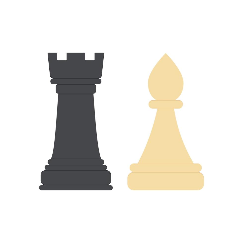 peças de xadrez torre e bispo. figuras de peças de xadrez preto e branco. ícone colorido para jogar xadrez. ilustração vetorial em fundo branco vetor