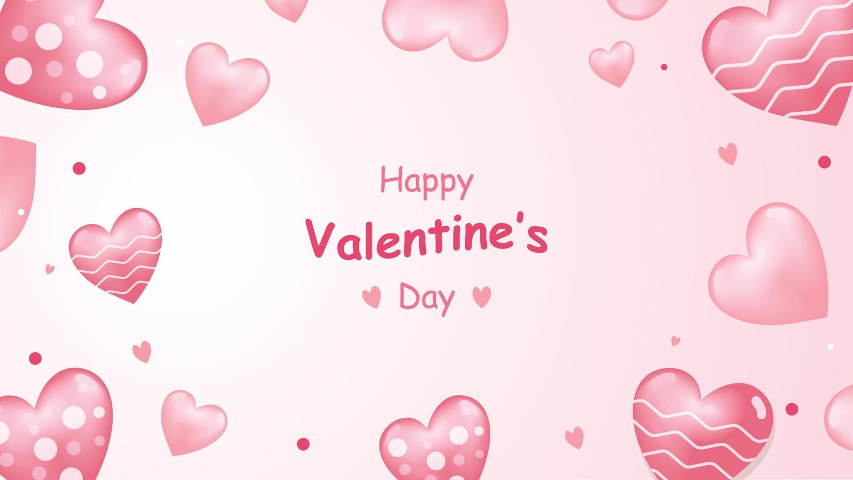 banner de cartão de fundo de mídia social de dia dos namorados com coração de amor doce símbolo de celebração rosa lindo vetor