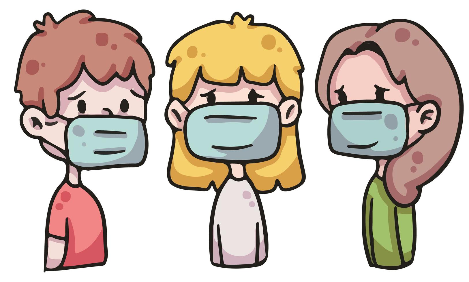 pessoas usando máscara facial covid-19 illustration vetor