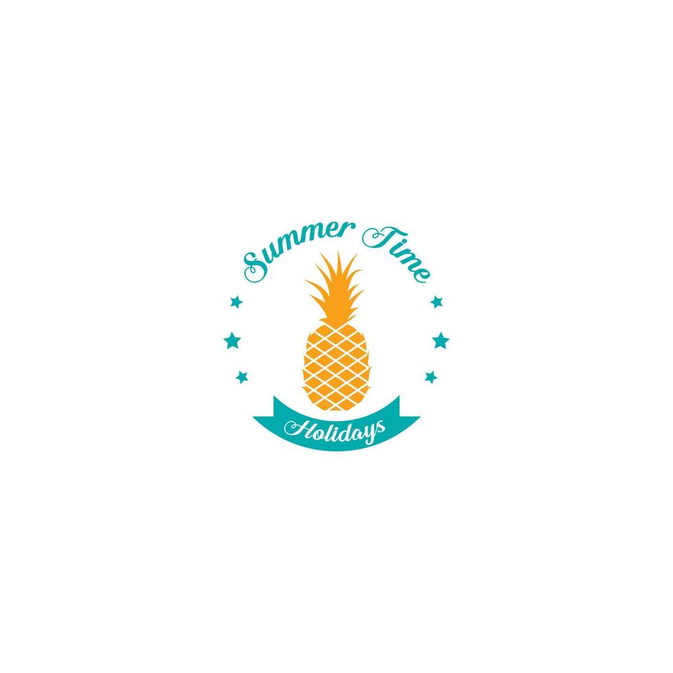 logotipo de verão com um símbolo de fruta abacaxi vetor