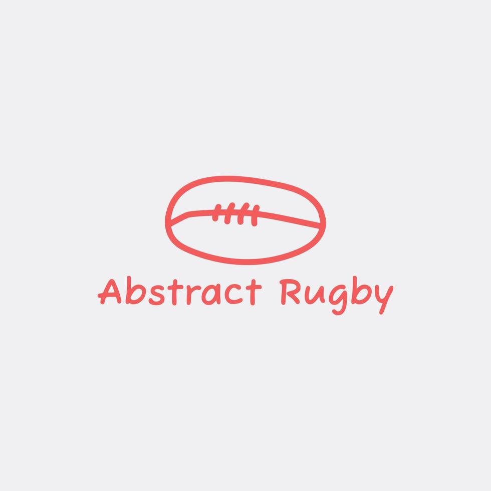 logotipo de bola de rugby abstrato feito de linhas vermelhas. vetor