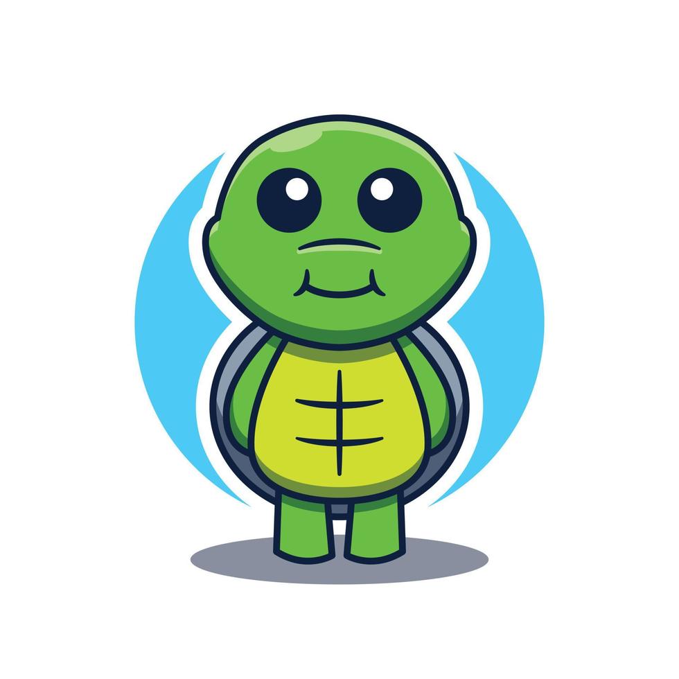 logotipo bonito dos desenhos animados da mascote da tartaruga vetor