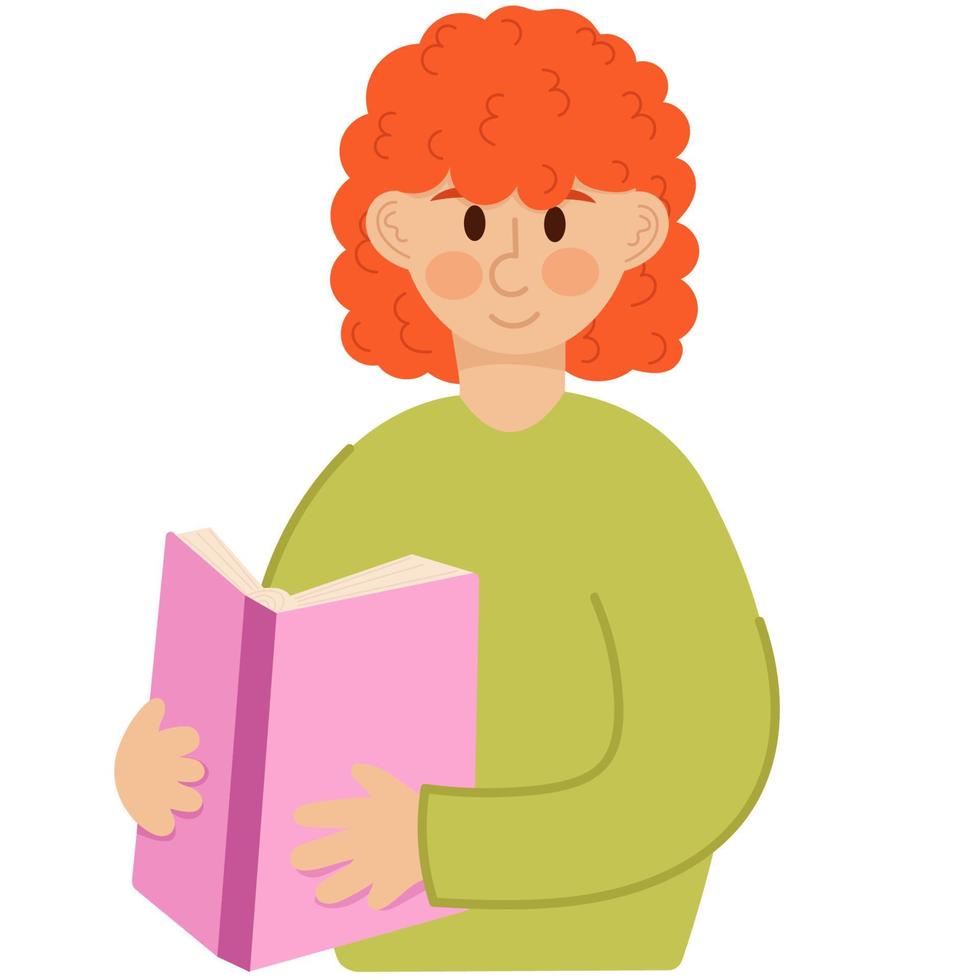 vetor mulher, menina, criança está sentada e lendo um book.vector dia mundial do livro.