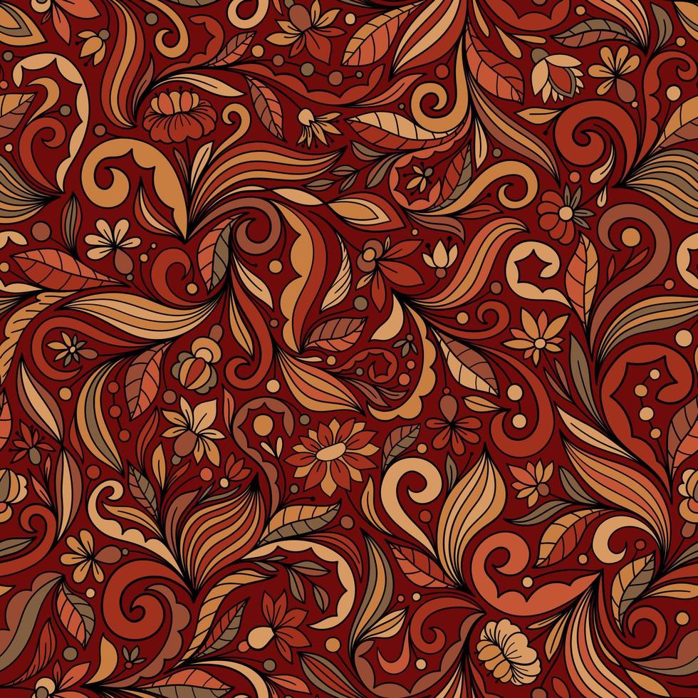 fundo vector vermelho sem costura com complexo ornamento floral multicolorido