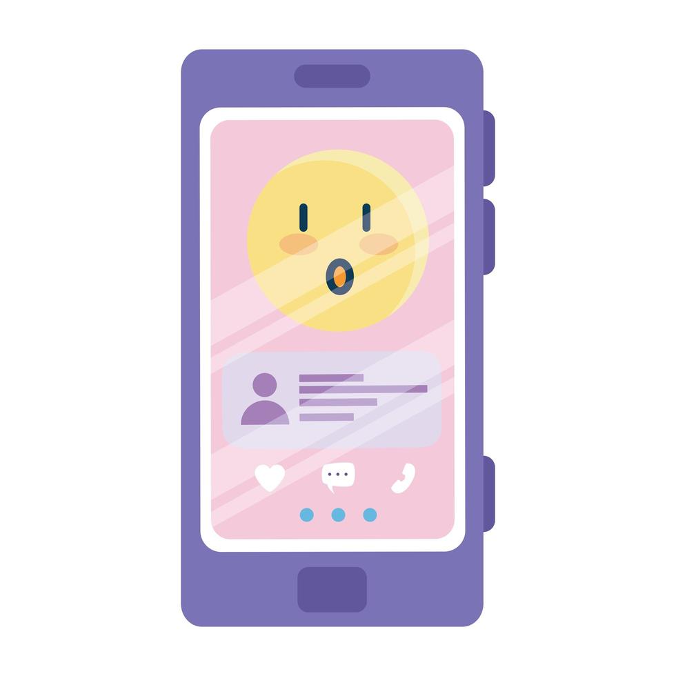 emoji surpreso e bate-papo no design de vetor de smartphone