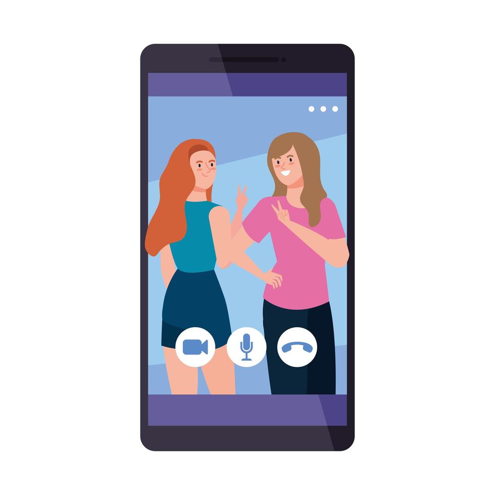 mulheres em smartphone em design de vetor de chat de vídeo