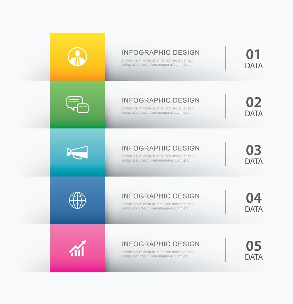 modelo de índice de papel de guia de infográficos de 5 dados. ilustração vetorial abstrato. vetor