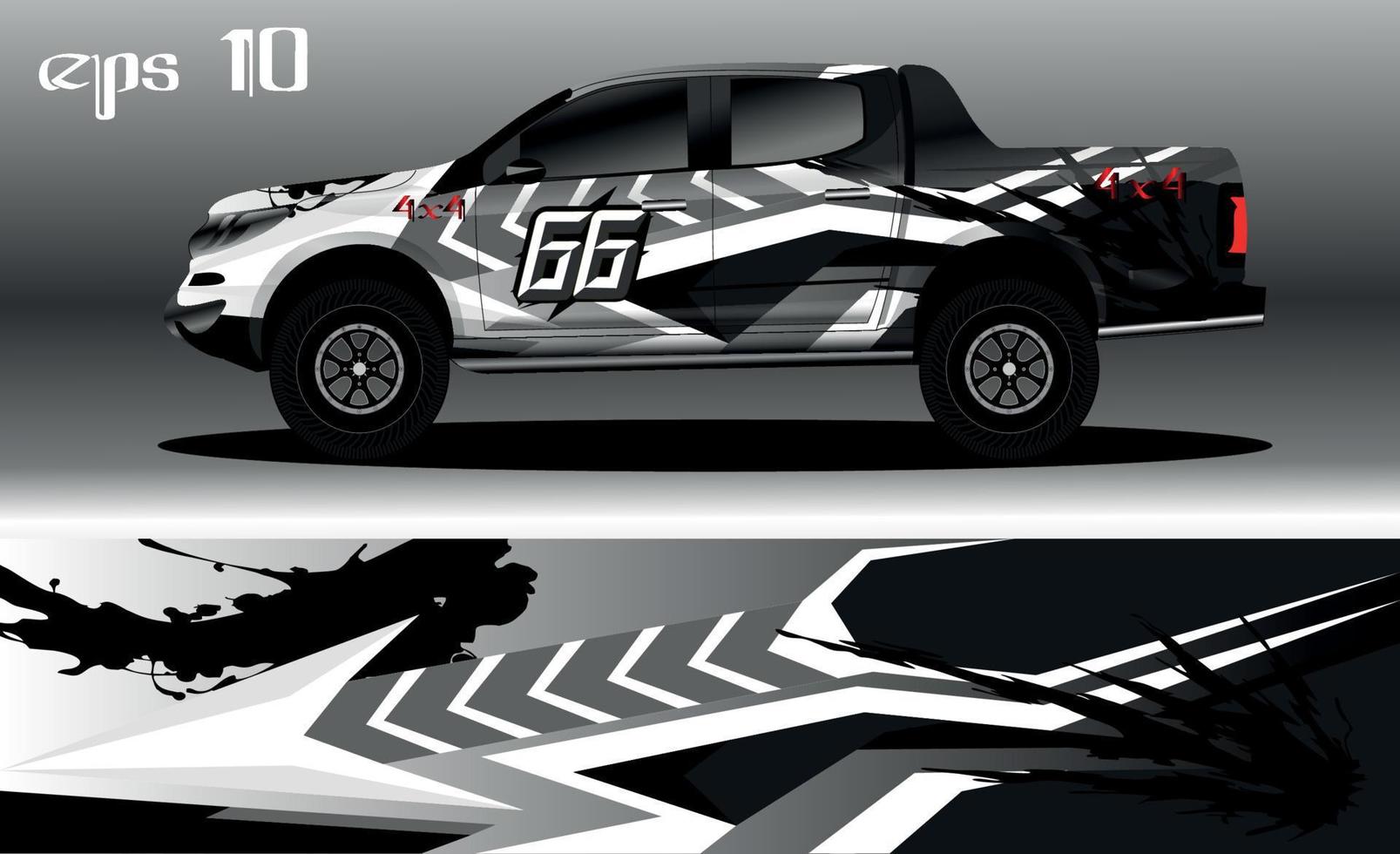 vetor de design de envoltório de carro de corrida. design de kit de fundo de corrida de faixa gráfica abstrata para envoltório de veículo, carro de corrida, rali, aventura e libré