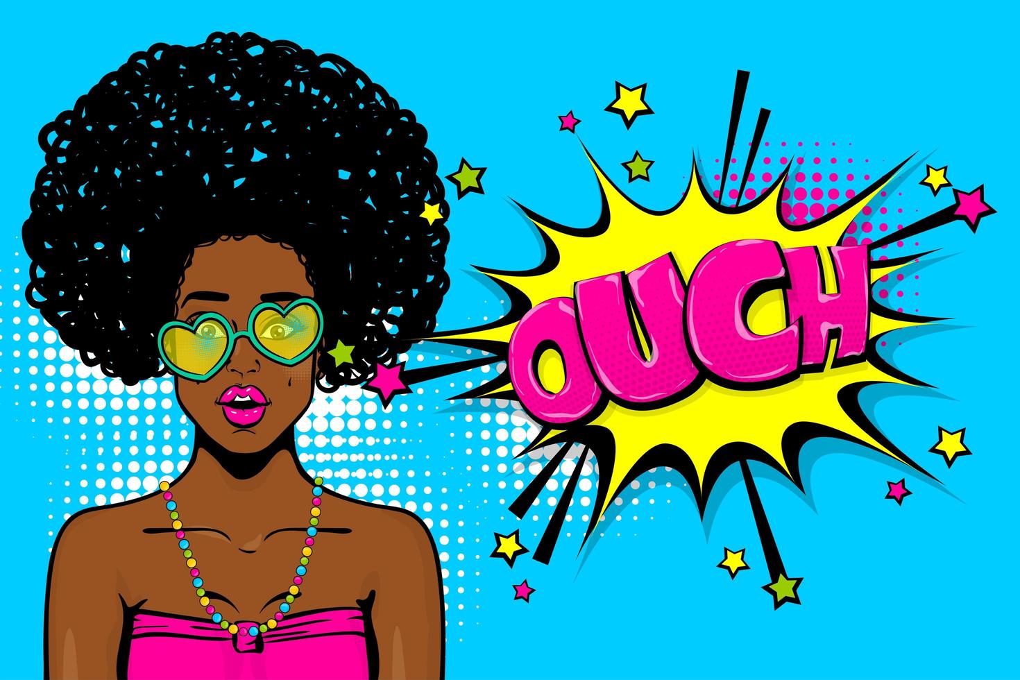 jovem negra afro-americana pop art vetor