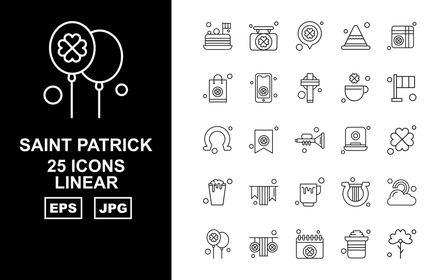 Pacote de 25 ícones premium de Saint Patrick Linear vetor