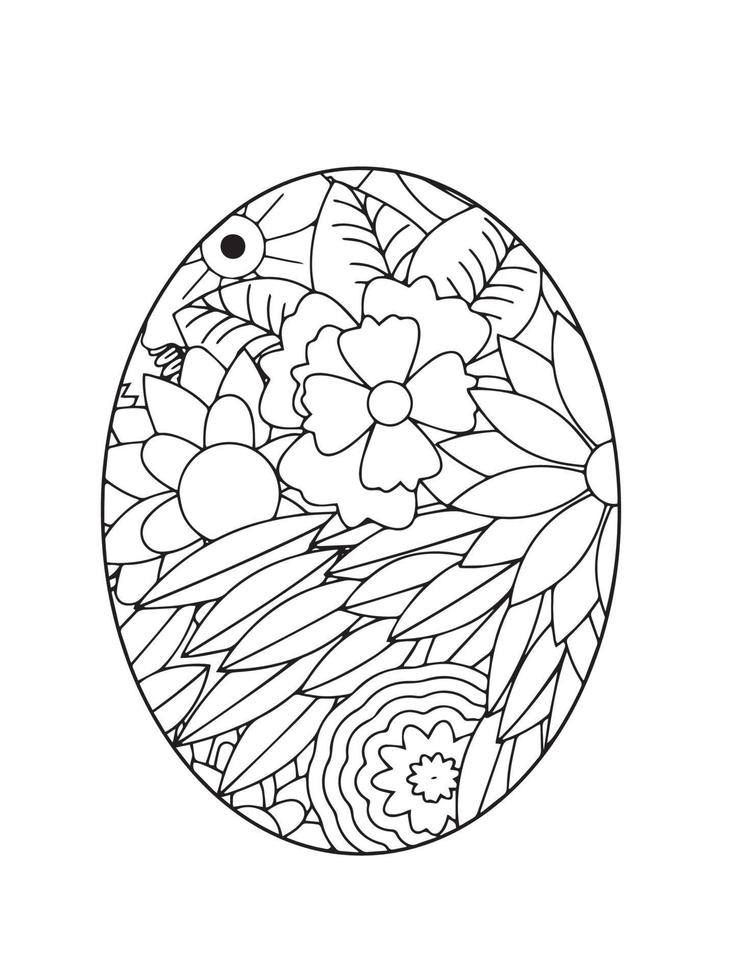 desenhos para colorir de mandala de ovo de páscoa vetor