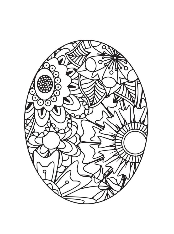 desenhos para colorir de mandala de ovo de páscoa vetor