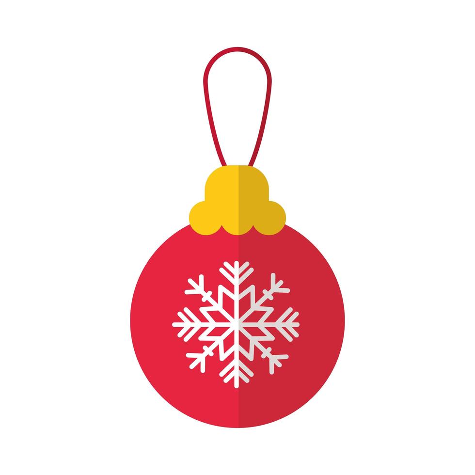 bola de feliz natal com ícone de estilo plano de floco de neve vetor