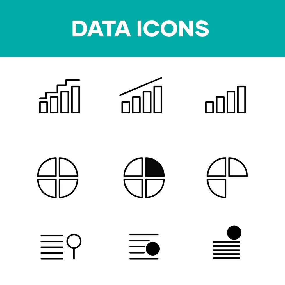 conjunto de ícones de dados e gráfico de dados vetor