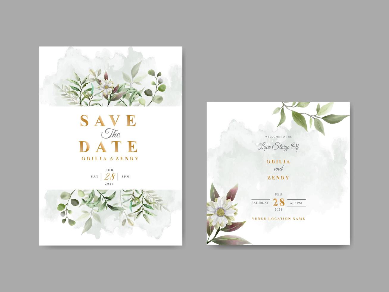 modelo de convite de casamento floral lindo e elegante vetor