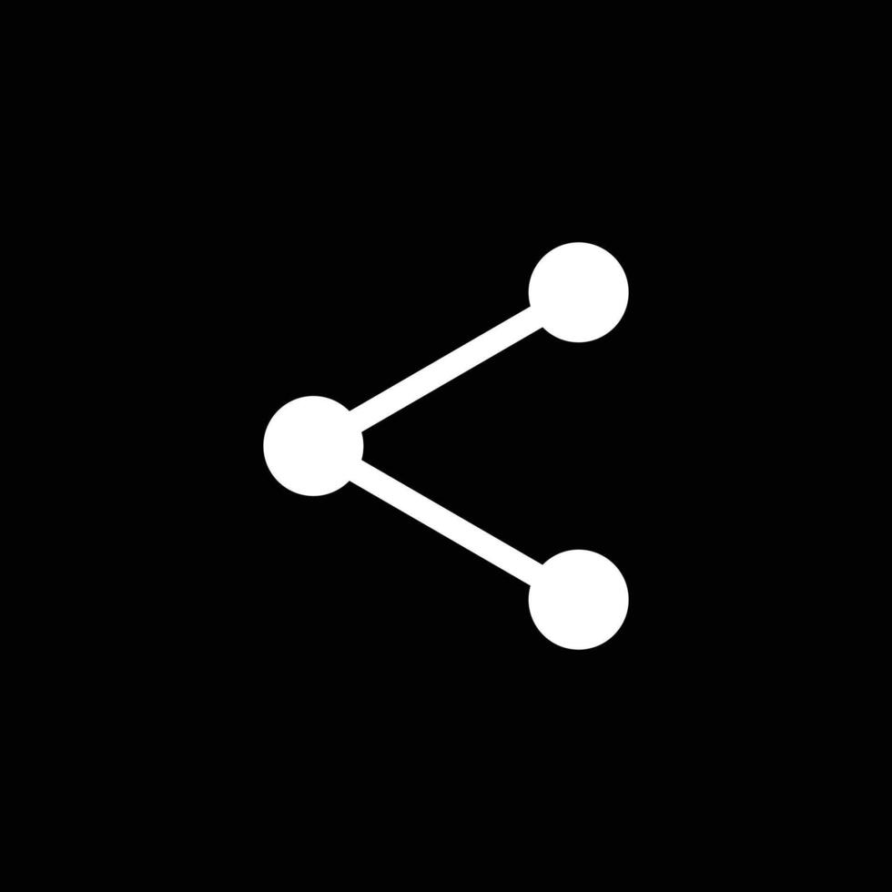 eps10 ícone abstrato de botão de compartilhamento de vetor branco ou logotipo isolado em fundo preto. símbolo de compartilhamento em um estilo moderno simples e moderno para o design do seu site e aplicativo móvel