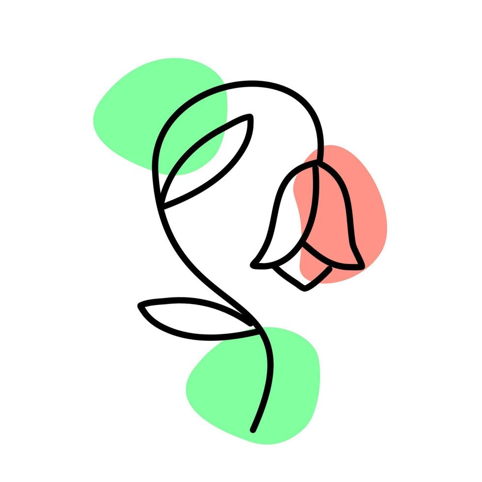 ilustração de flor minimalista. planta floral e folha. flor da natureza. floral. vetor