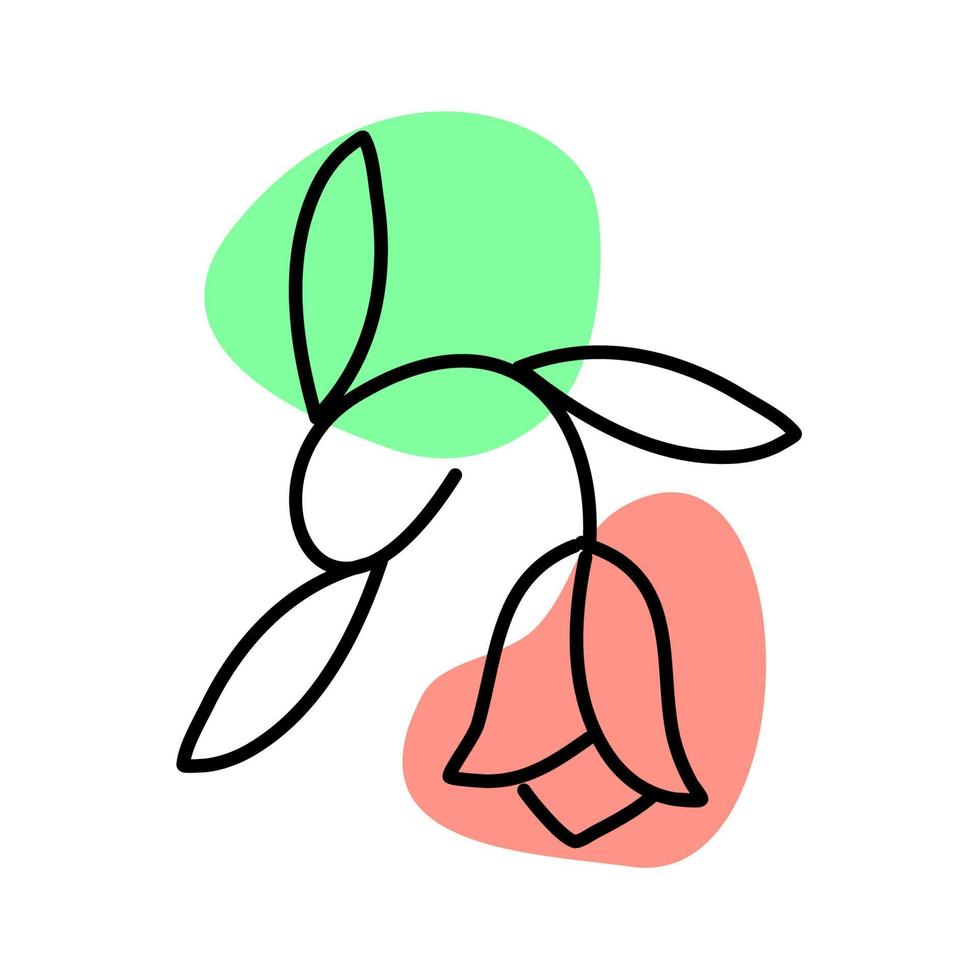 ilustração de flor minimalista. planta floral e folha. flor da natureza. floral. vetor