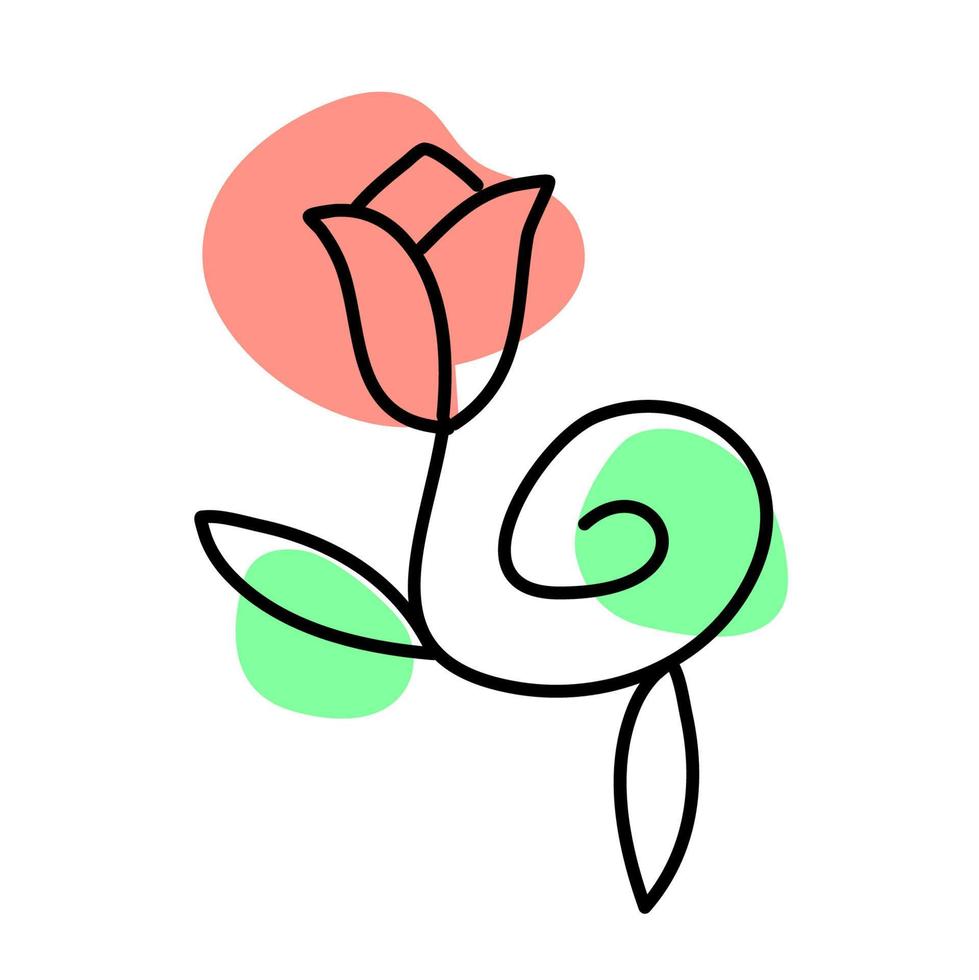 ilustração de flor minimalista. planta floral e folha. flor da natureza. floral. vetor