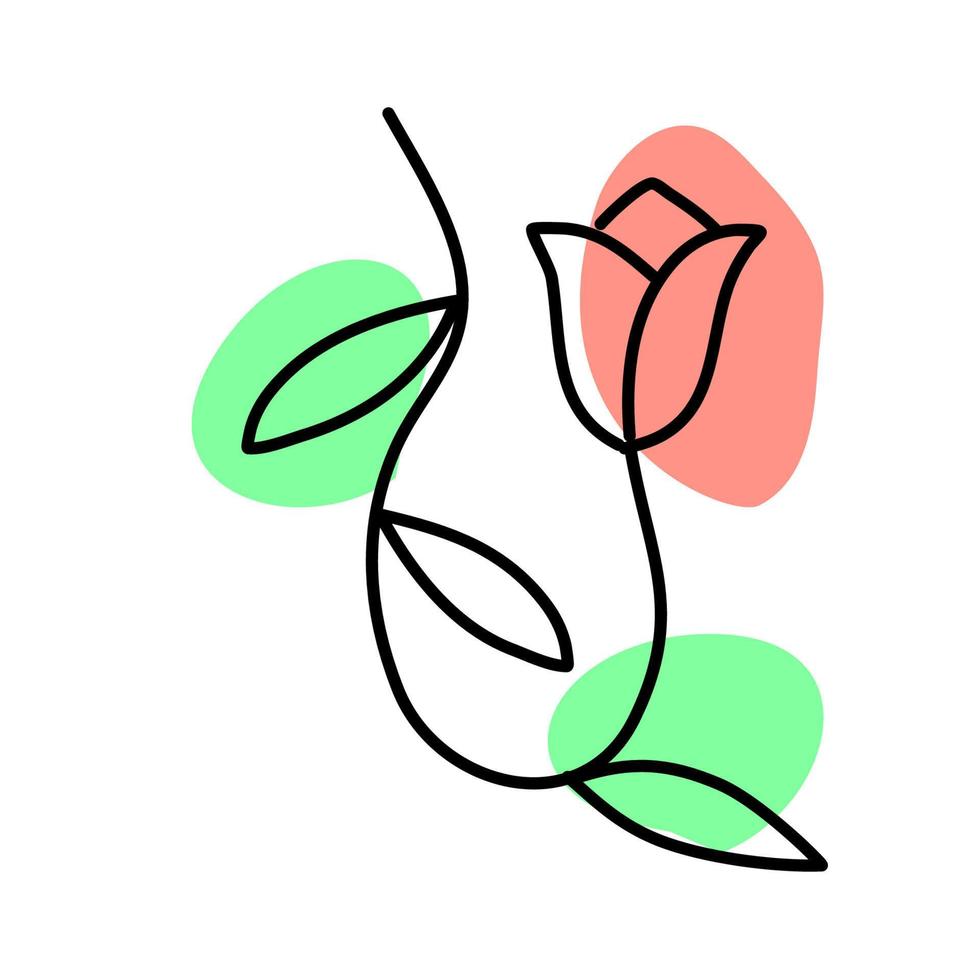 ilustração de flor minimalista. planta floral e folha. flor da natureza. floral. vetor