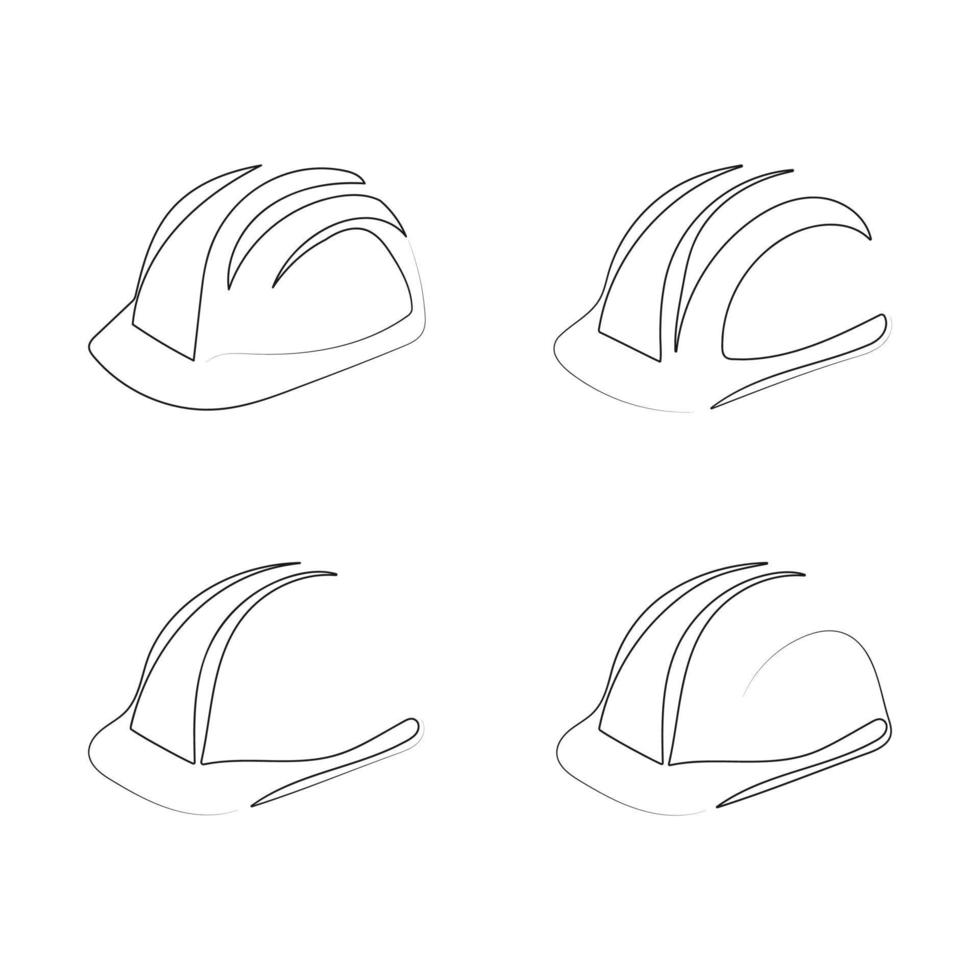 capacete de construção. um estilo de desenho de linha. capacete, conceito de ferramentas de segurança do trabalhador. mão desenhada ilustração vetorial. vetor