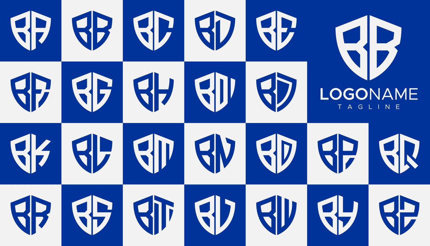 conjunto de vetores de design de logotipo de letra escudo b. conjunto simples de modelo de logotipo de segurança b.