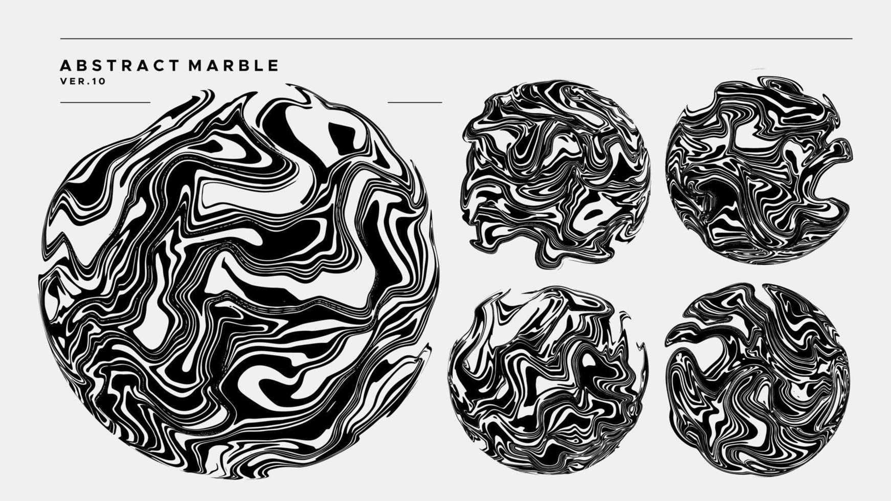 conjunto moderno de ilustração de bola líquida abstrata. pacote de design de círculo de mármore fluido. vetor