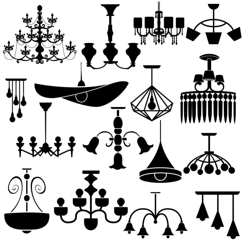conjunto de vetores de ícone de candelabro. coleção de sinais de ilustração lustre. símbolo de brilho ou logotipo.