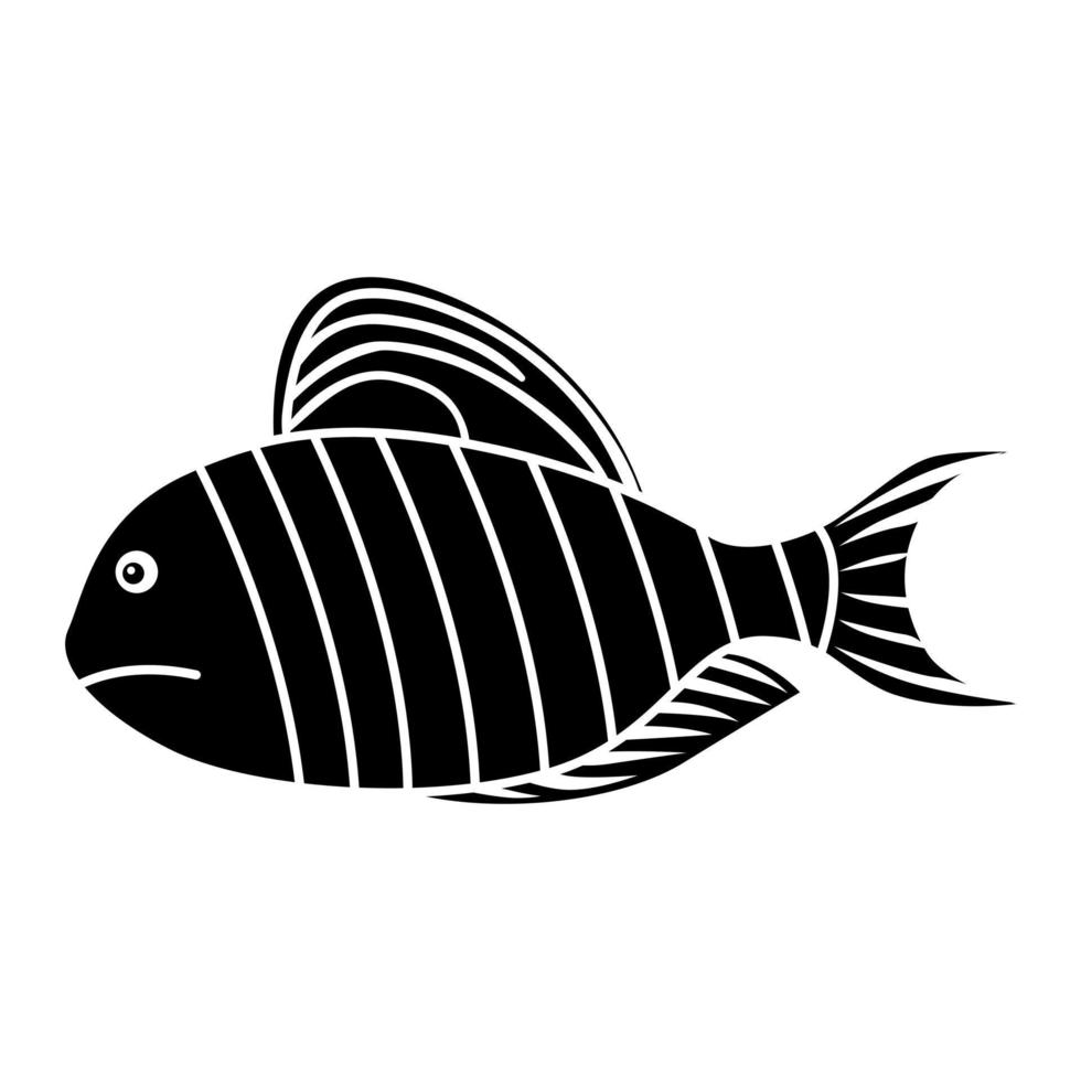 vetor de ícone de peixe. sinal de ilustração de aquário. símbolo do oceano. logotipo de peixe engraçado.