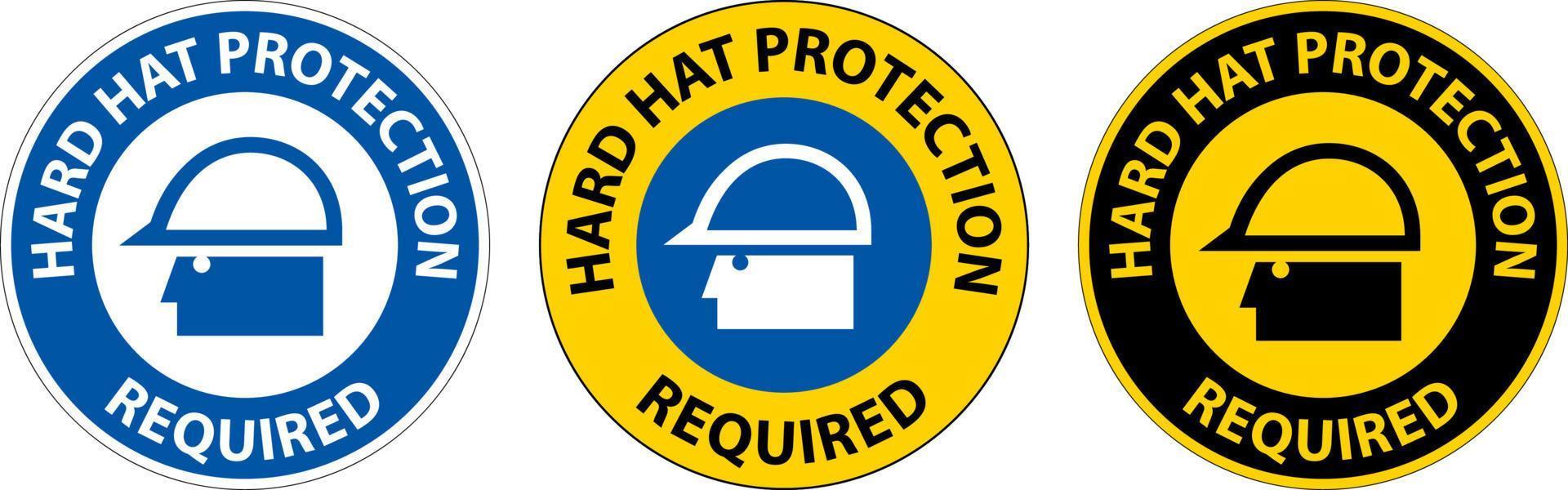 sinal de área necessária de proteção de capacete em fundo branco vetor