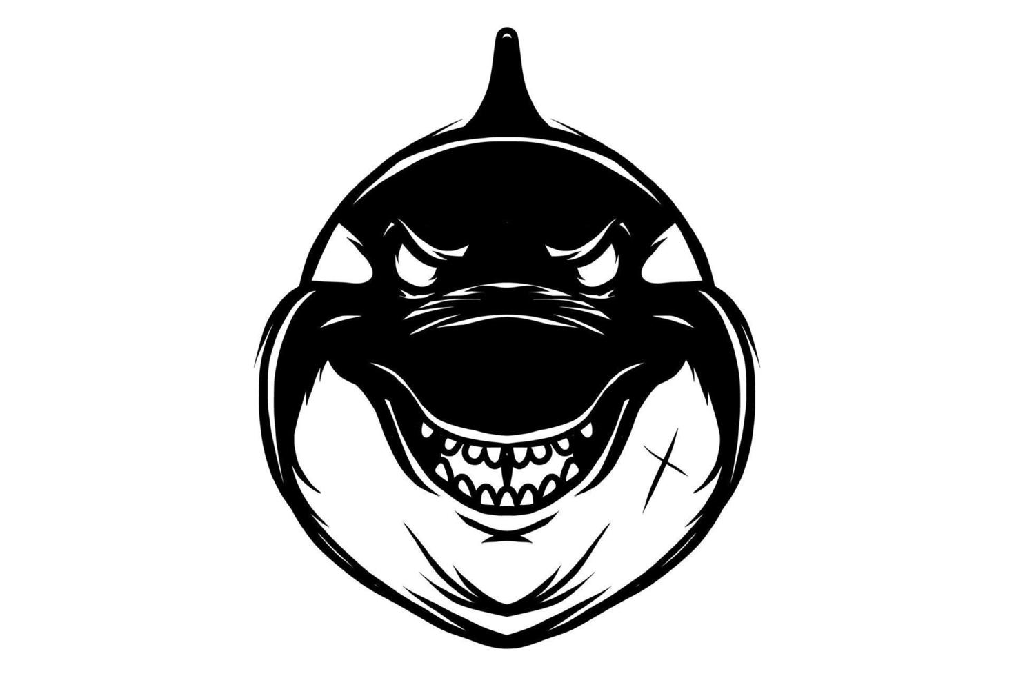 vetor de cabeça de baleia orca preto e branco