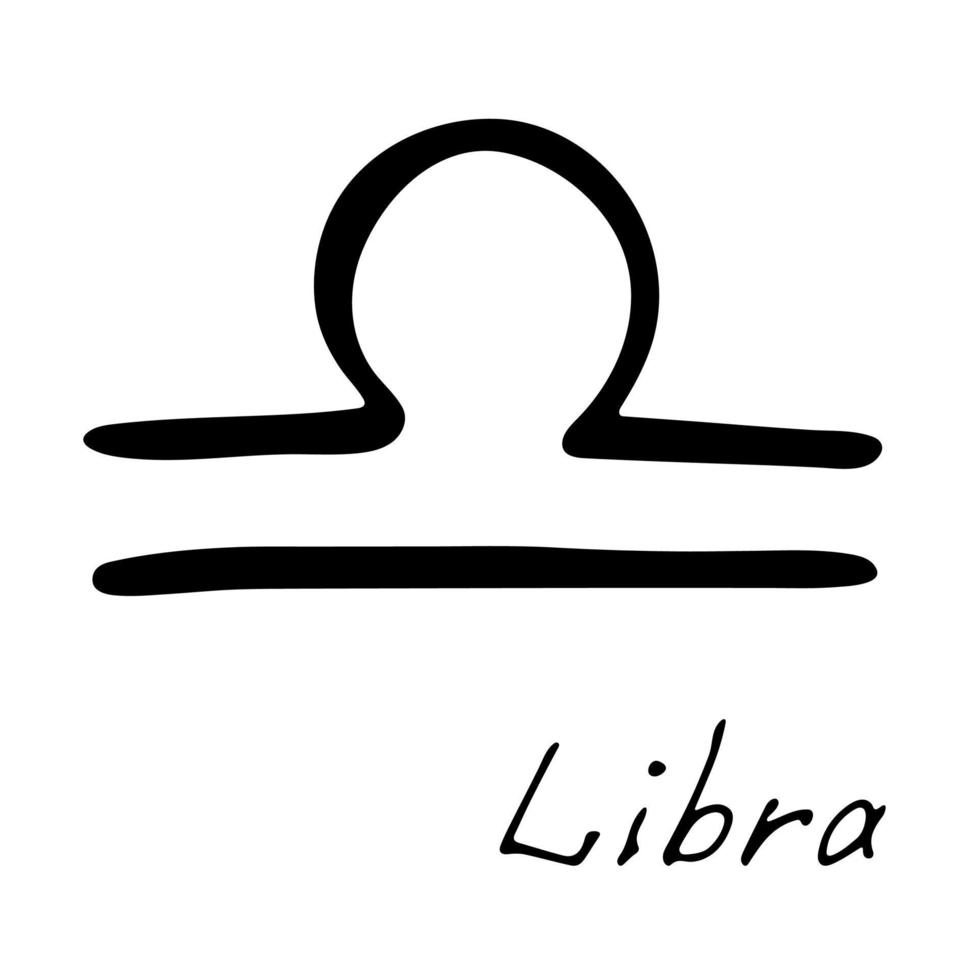 mão desenhada libra signo do zodíaco símbolo esotérico doodle elemento de clipart de astrologia para design vetor