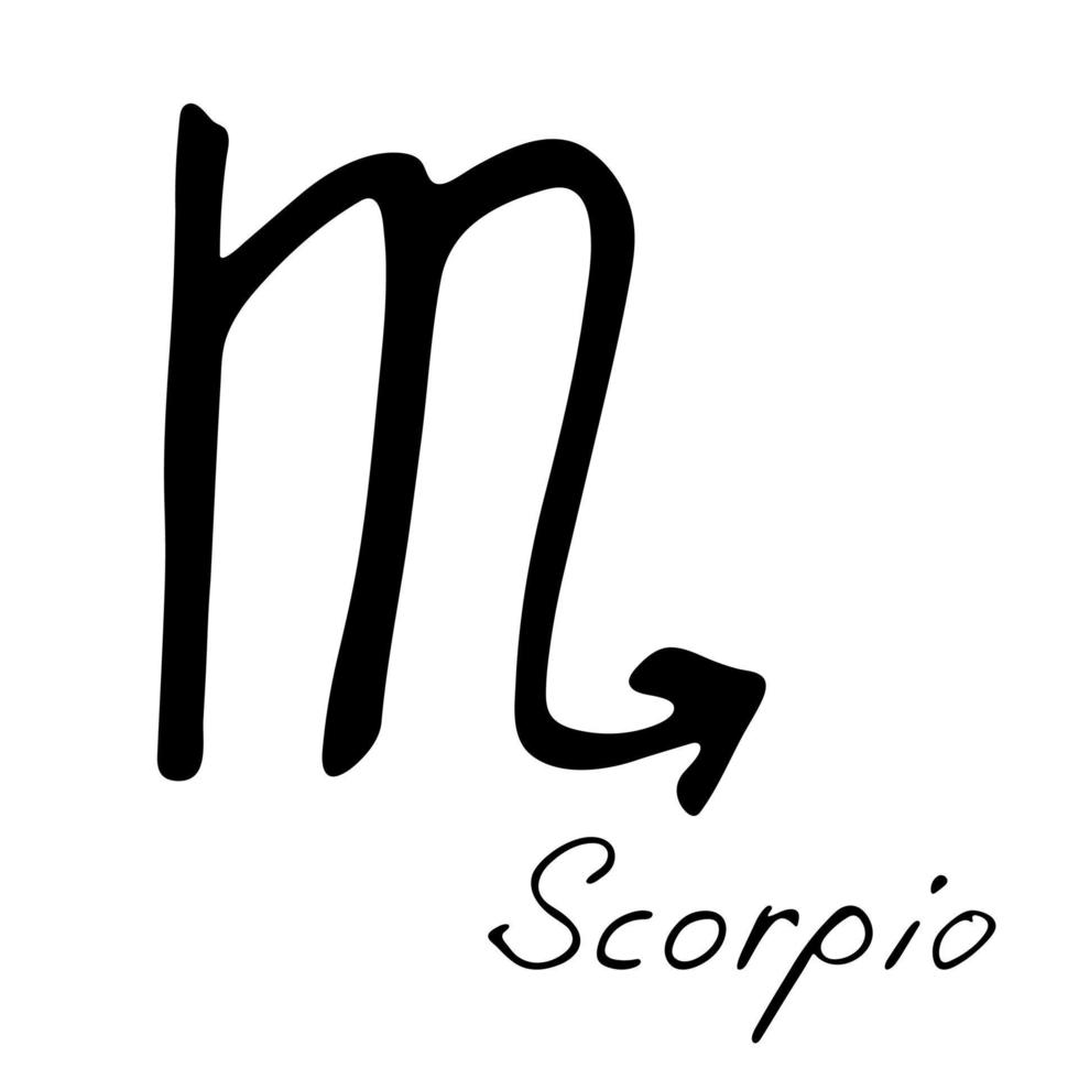 mão desenhada escorpião signo do zodíaco símbolo esotérico doodle elemento de clipart de astrologia para design vetor