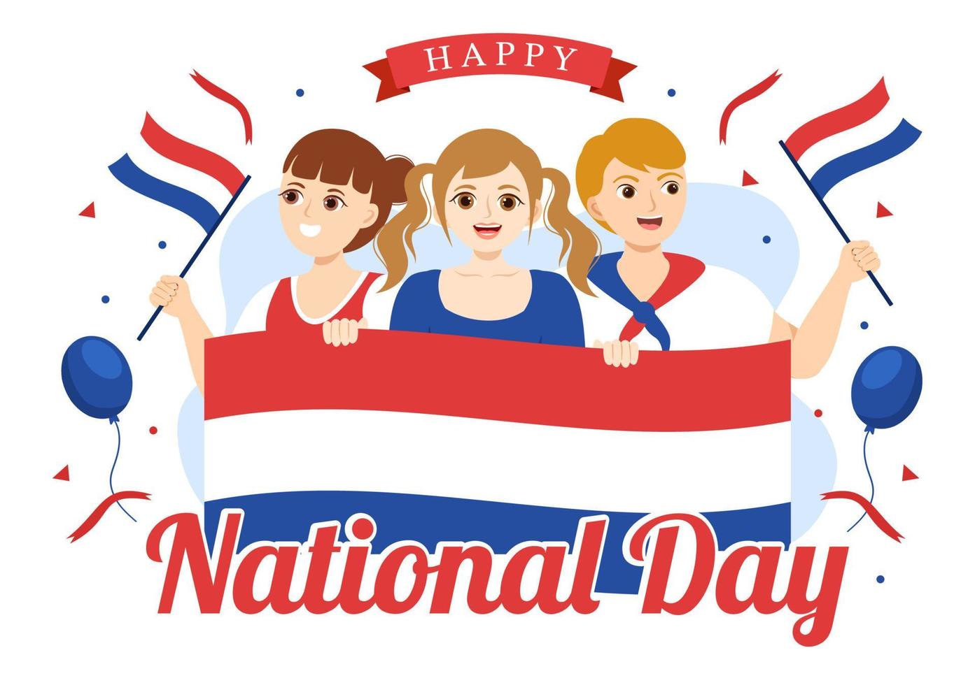 feliz ilustração do dia nacional da Holanda com bandeira holandesa para banner da web ou página inicial em modelos desenhados à mão de desenhos animados planos vetor
