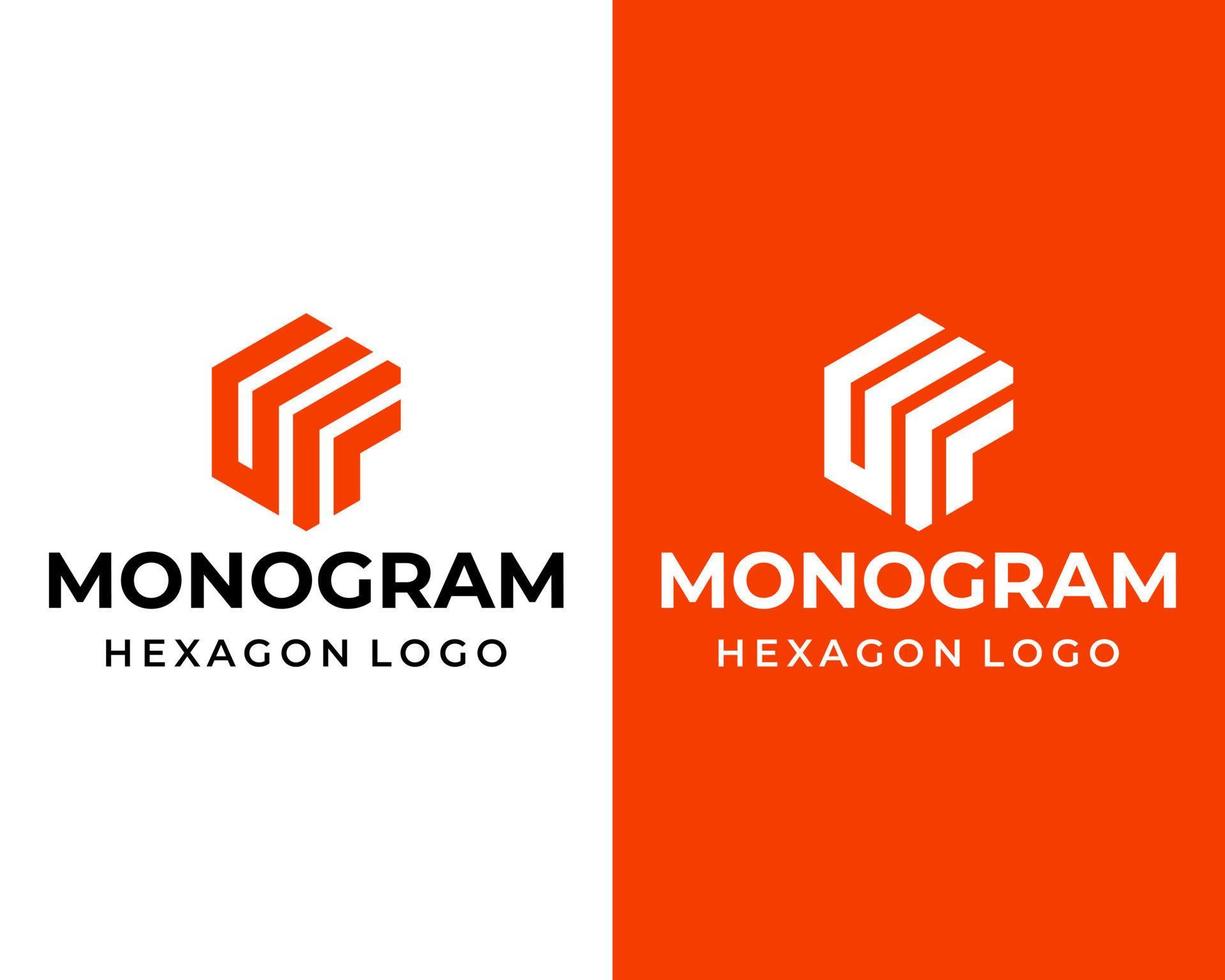 design de logotipo em forma de hexágono de monograma de letra uf. vetor