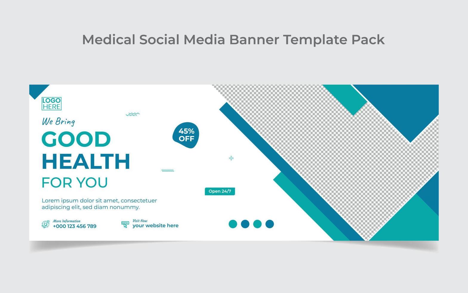 design de capa de mídia social de saúde médica e modelo de design de banner da web vetor