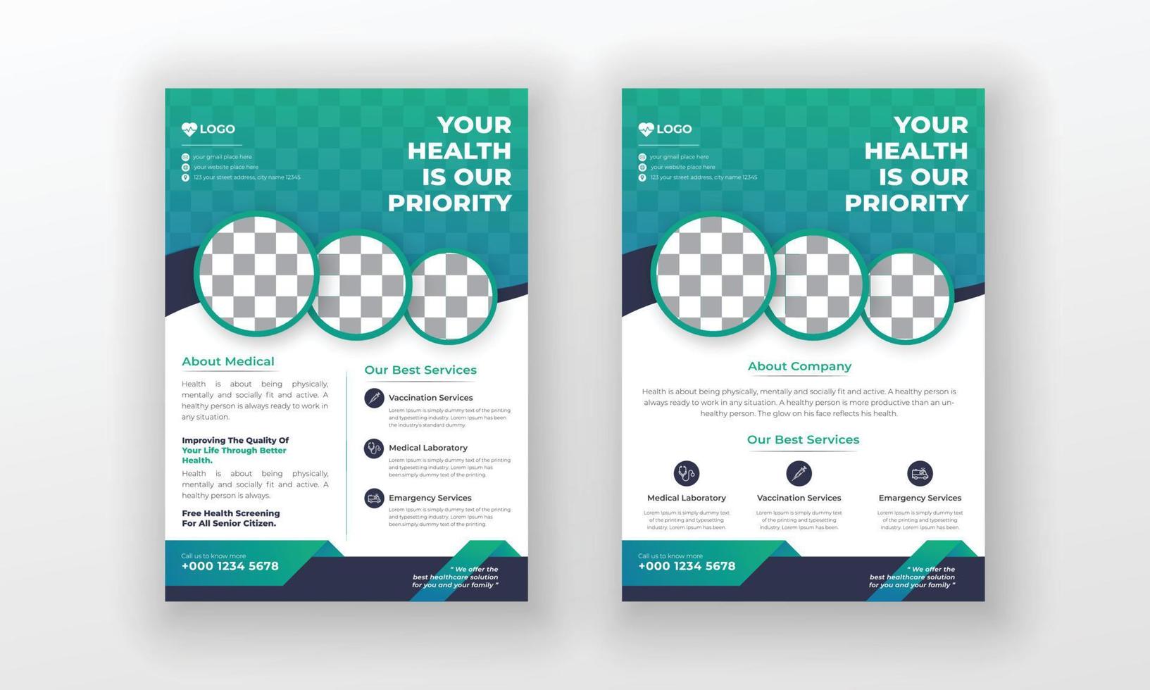 design de modelo de cartaz de folheto de saúde médica criativa vetor