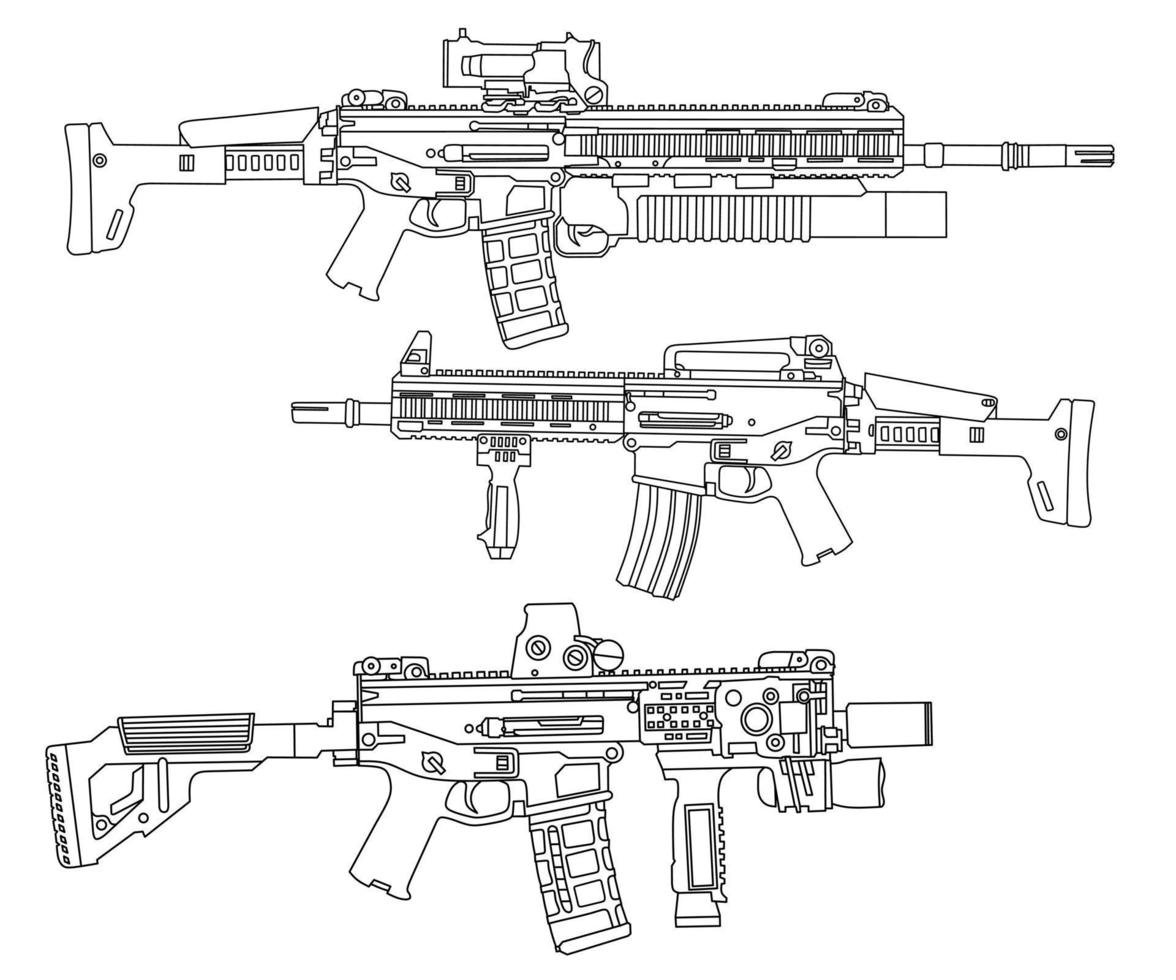 vetor de arte de linha de arma de cano longo