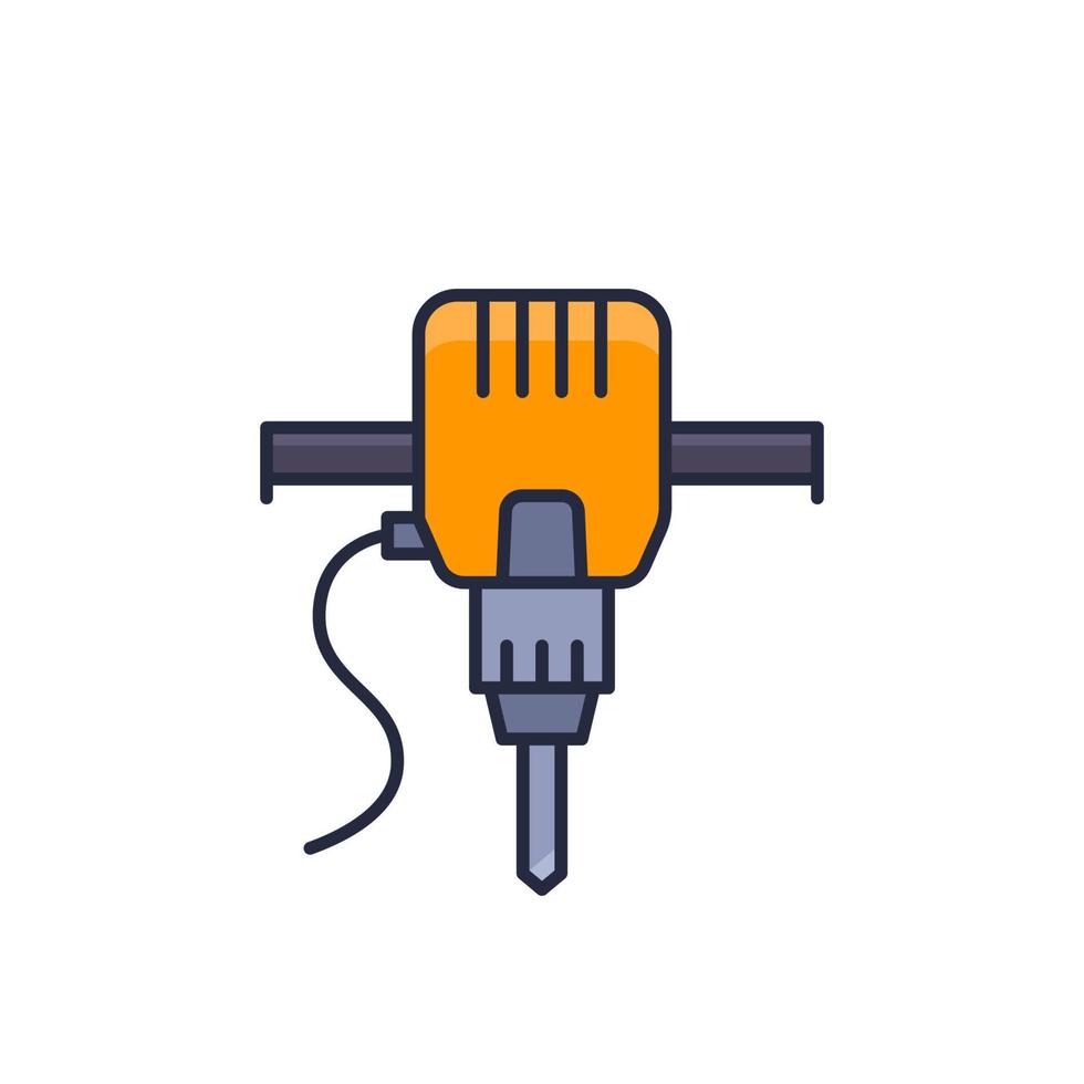 ícone de britadeira com contorno, vetor de ferramenta elétrica