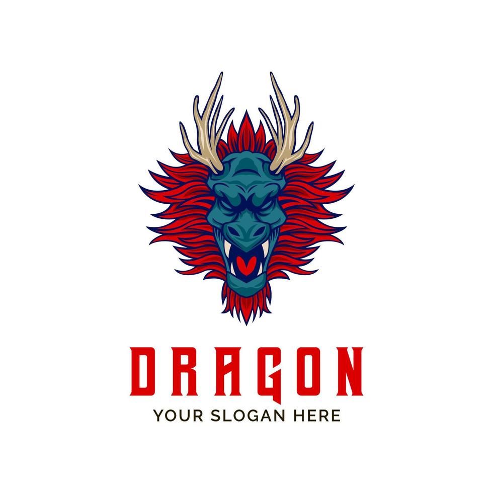 logotipo irritado do dragão. modelo de mascote de vetor de dragão