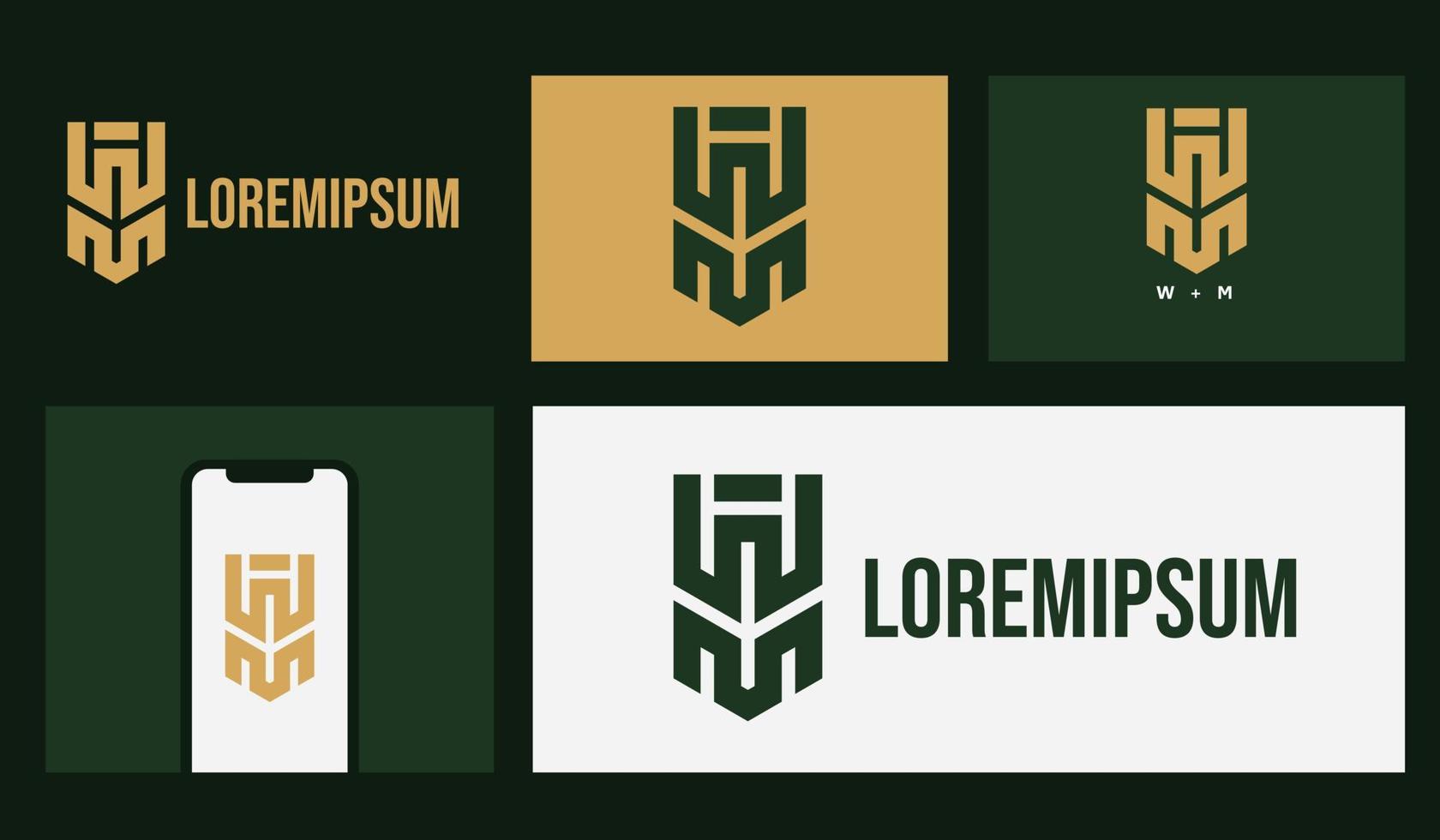 design do logotipo da letra wm. símbolo de monograma monocromático mínimo criativo. emblema universal vetor elegante. logotipo de negócios premium. símbolo gráfico do alfabeto para identidade corporativa