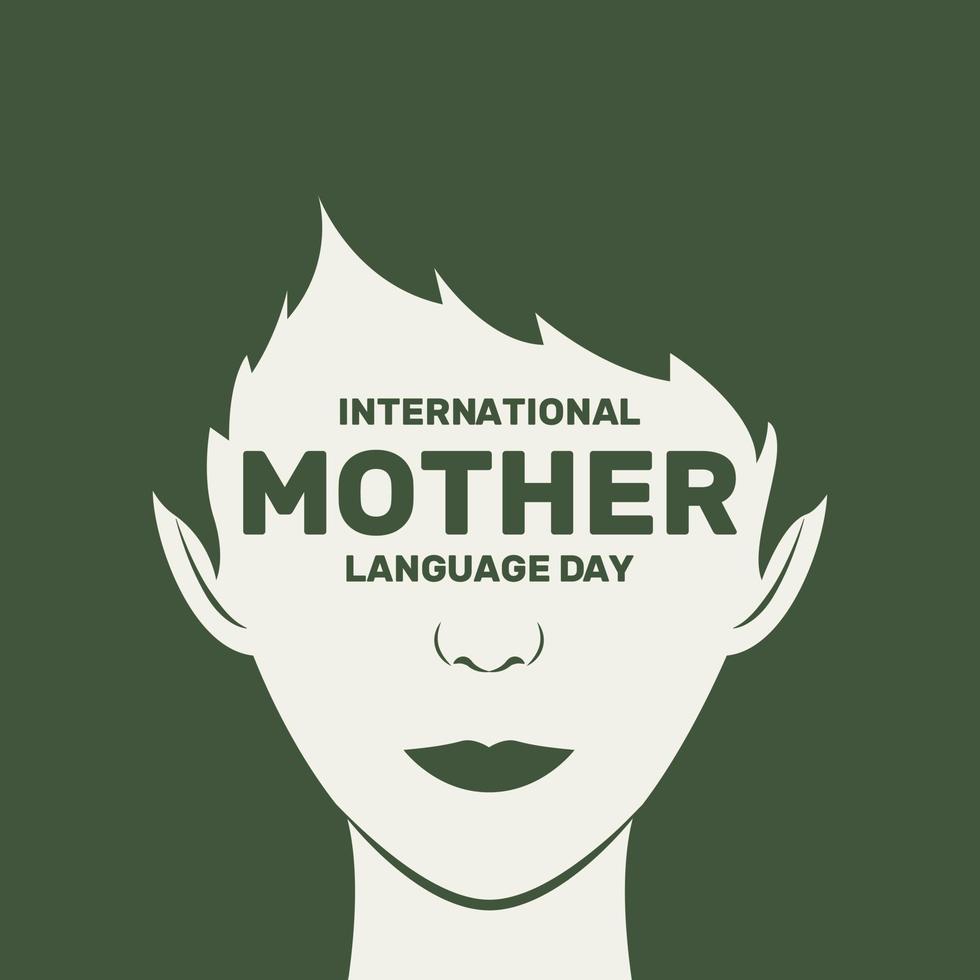 ilustração vetorial do dia internacional da língua materna com rosto de mulher vetor