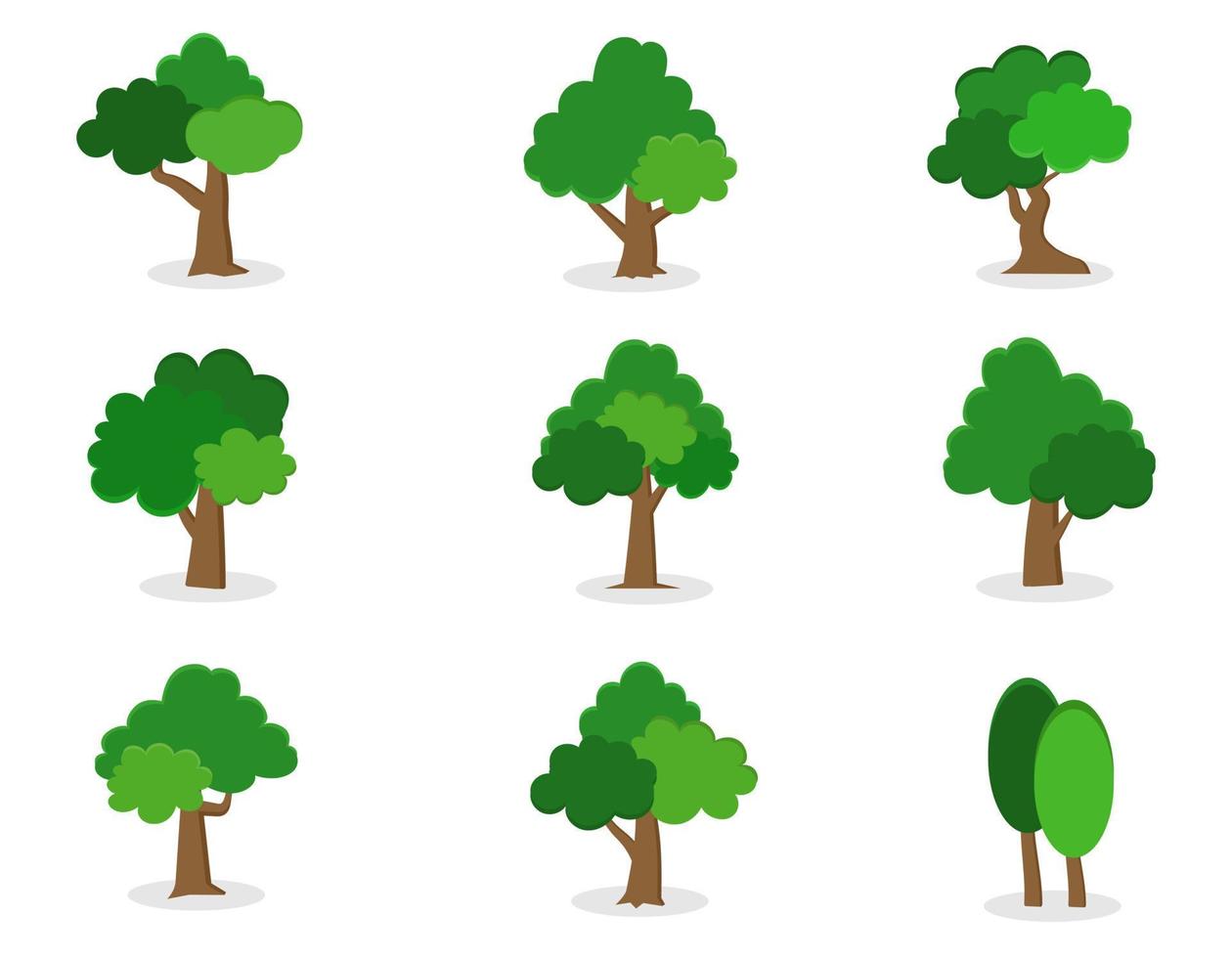 coleção de ícone de árvores planas. pode ser usado para ilustrar qualquer tópico sobre natureza ou estilo de vida saudável. vetor