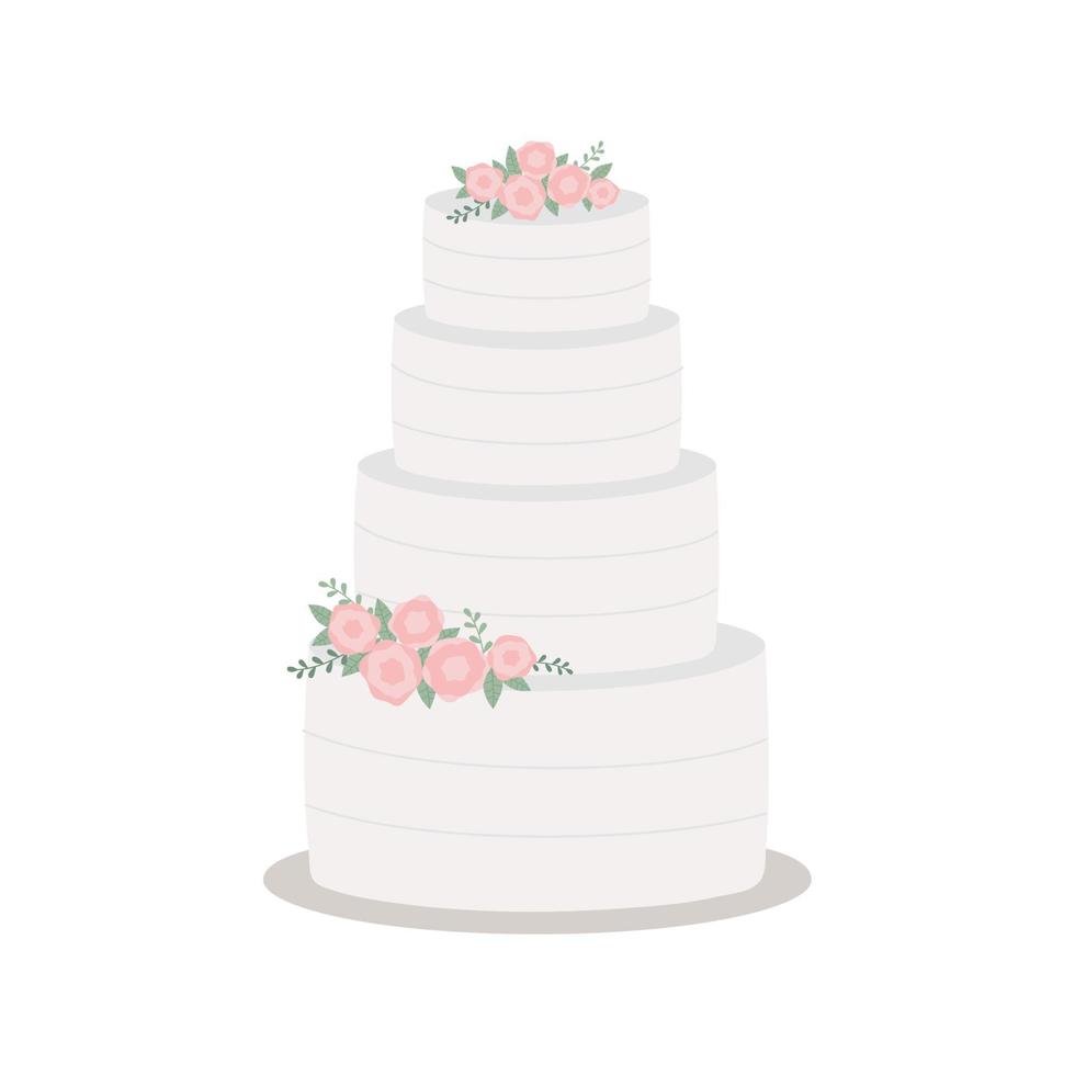 bolo de casamento com decoração floral. elemento de design para cartão, convite, pôster. vetor